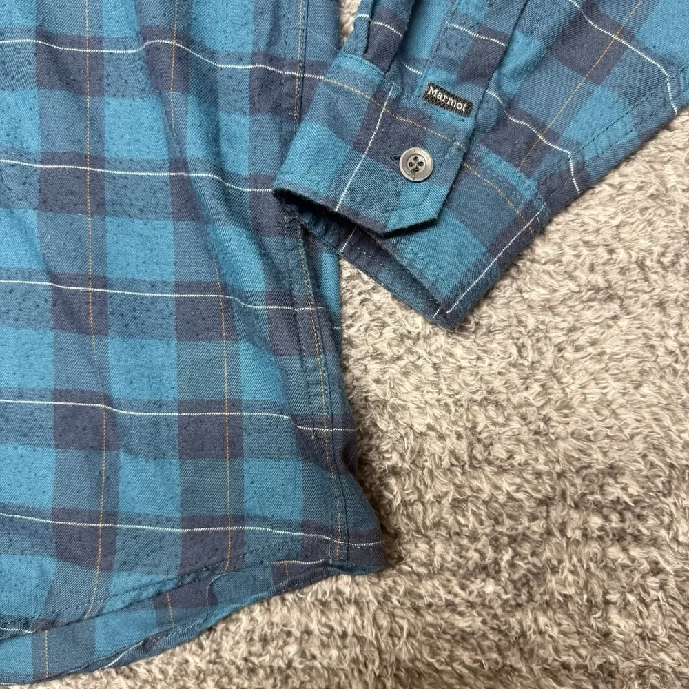 Marmot Bodega‎ Lightweight Flannel Shirt Blue Mens Large Plaid Long Sleeve